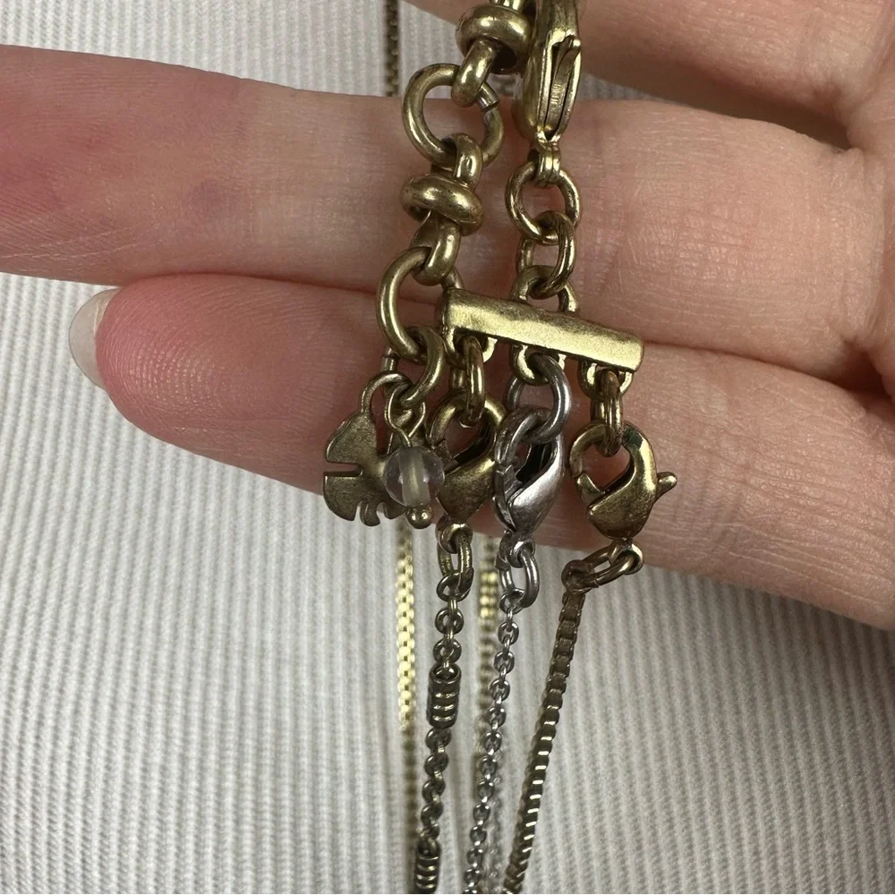 Lucky Brand triple layer mixed metal necklace with disk charms - Picture 6 of 6